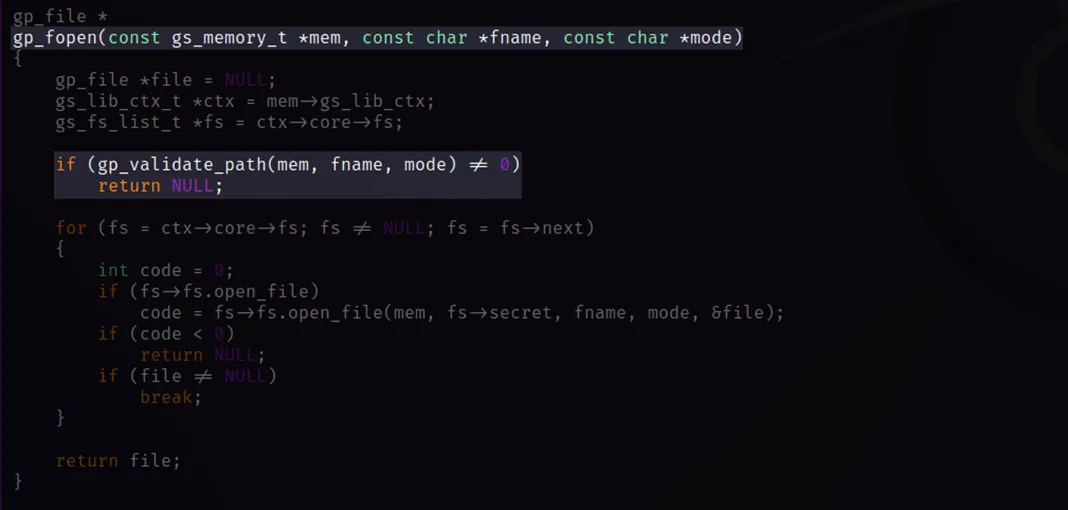 File Open Function, Triggering Validation Code Path