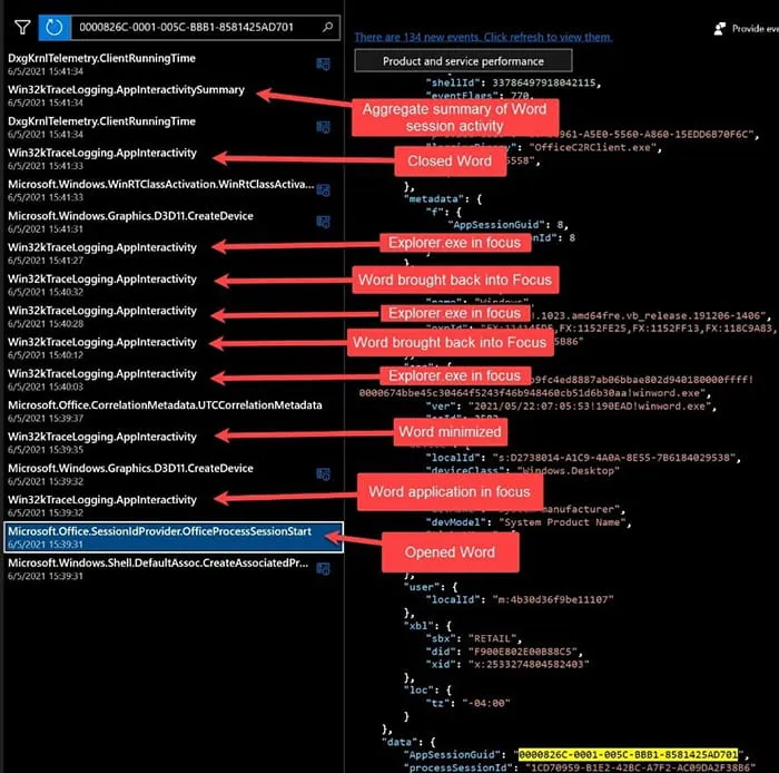 Navigating EventTranscript.db using Diagnostic Data Viewer